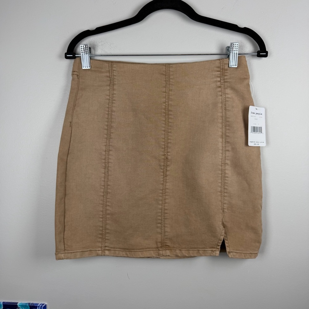 NWT Free People Modern Femme Mini Short Skirt Khaki Tan Fall Festival Small